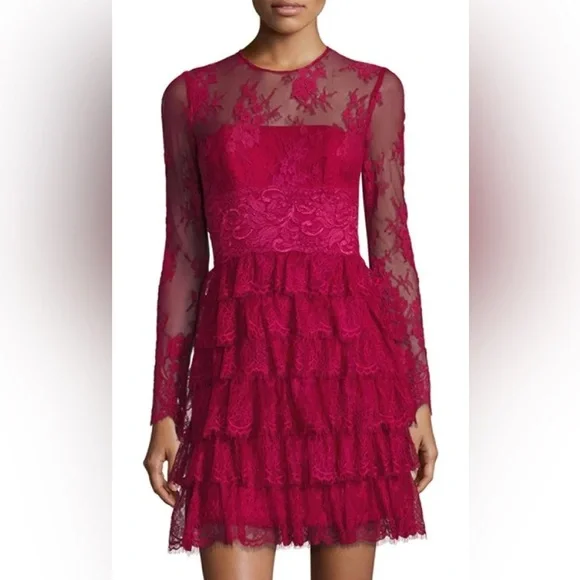 tiered floral lace printed chiffon dress Watercolor Dreams Floral Tiered Maxi Dress L / pink